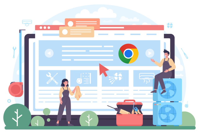 Browser interface with Chrome logo and people